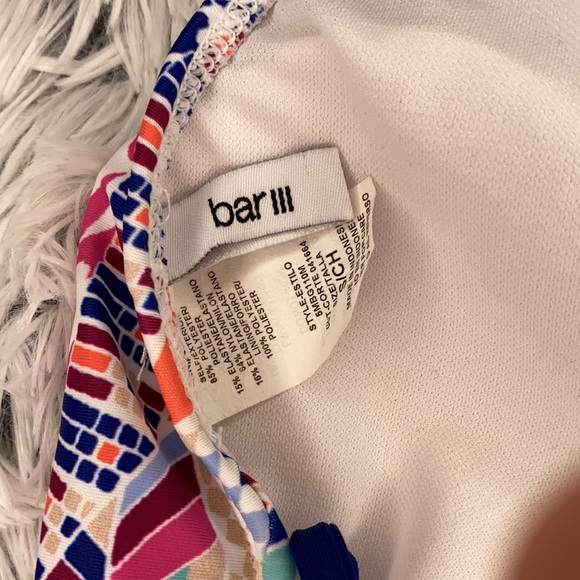 Bar III Printed Plunge Lace Up One Piece Swimsuit - Picture 3 of 6